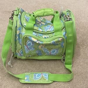 Pottery Barn Kids Green and Blue Butterfly Duffel Overnight Bag 12”Lx9”Wx11”H